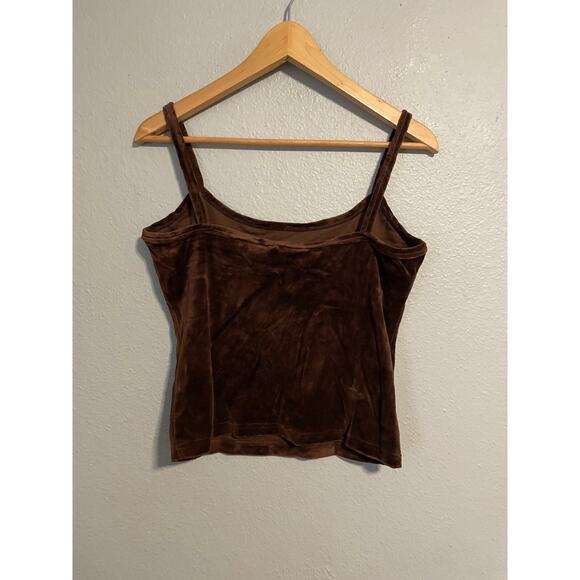 Vintage Be Right Back Womens Crop Top Large Brown Velvet Strappy Deadstock Y2K - Picture 2 of 7